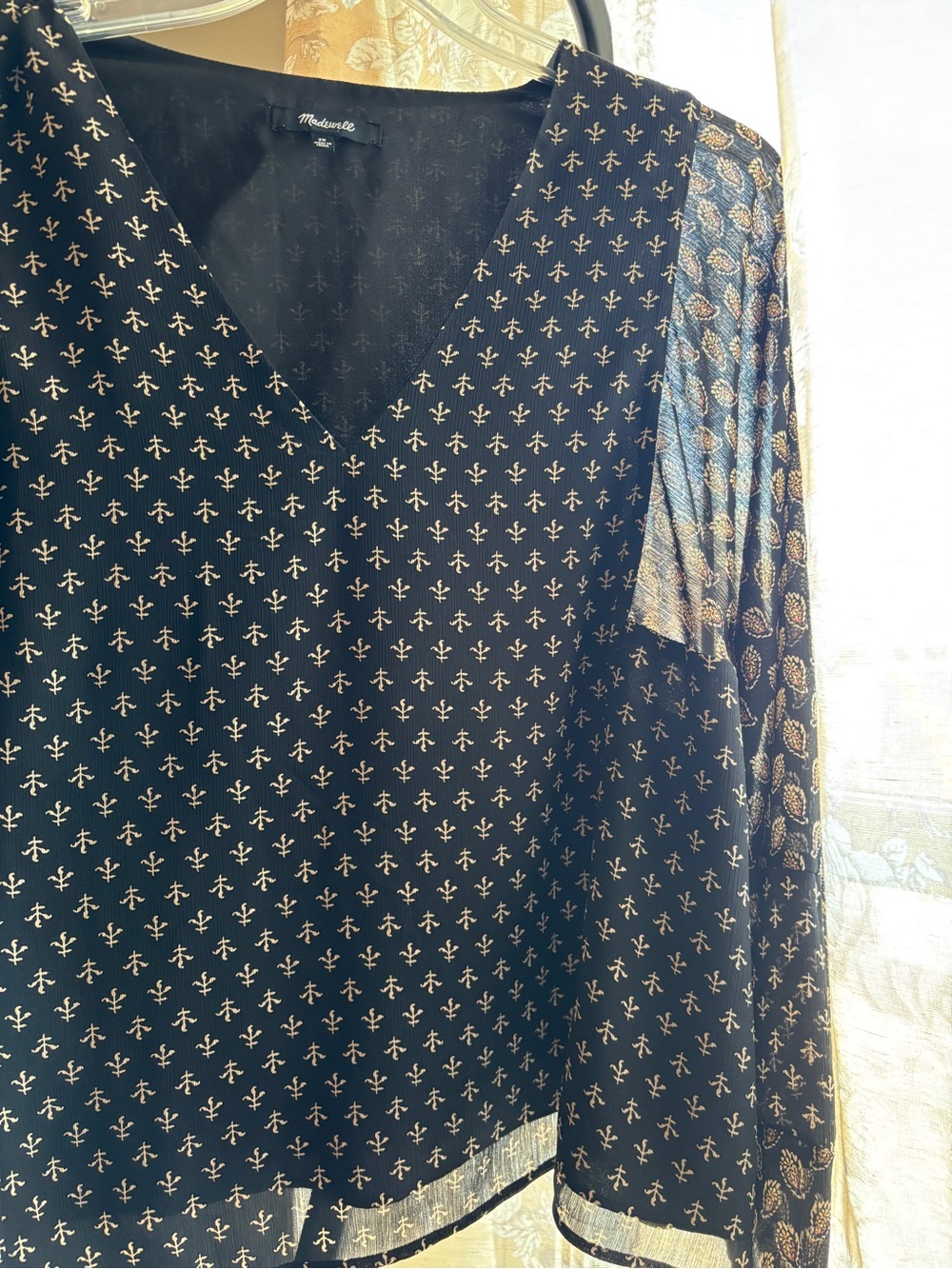 EUC Madewell Sheer-Sleeve Blouse in Brushstroke Paisley Mix Print | Women’s 2X - Picture 9 of 16